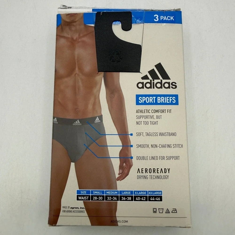 Adidas Sport Briefs Mens Size XL Blue Grey Black Performance IR0836 3 Pack